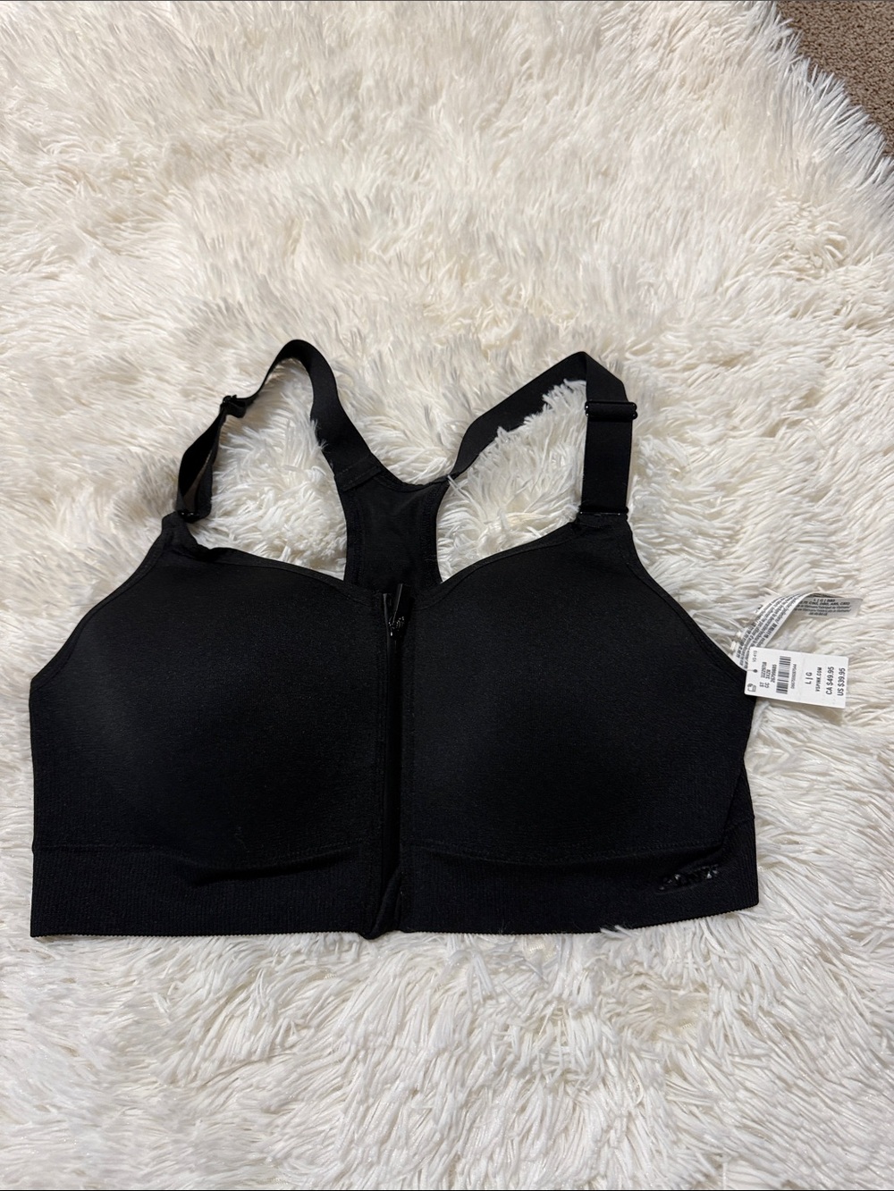 Victoria's Secret Black Front-Zip High Support Sports Bra